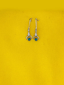 E24-  Silver Earrings with Garnet/ Turquoise Stone