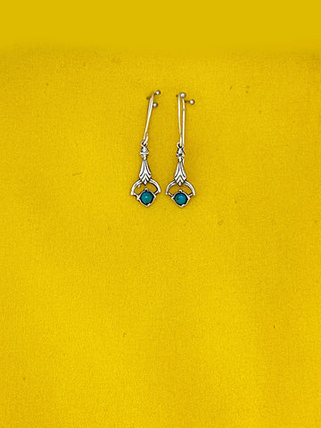 E24-  Silver Earrings with Garnet/ Turquoise Stone