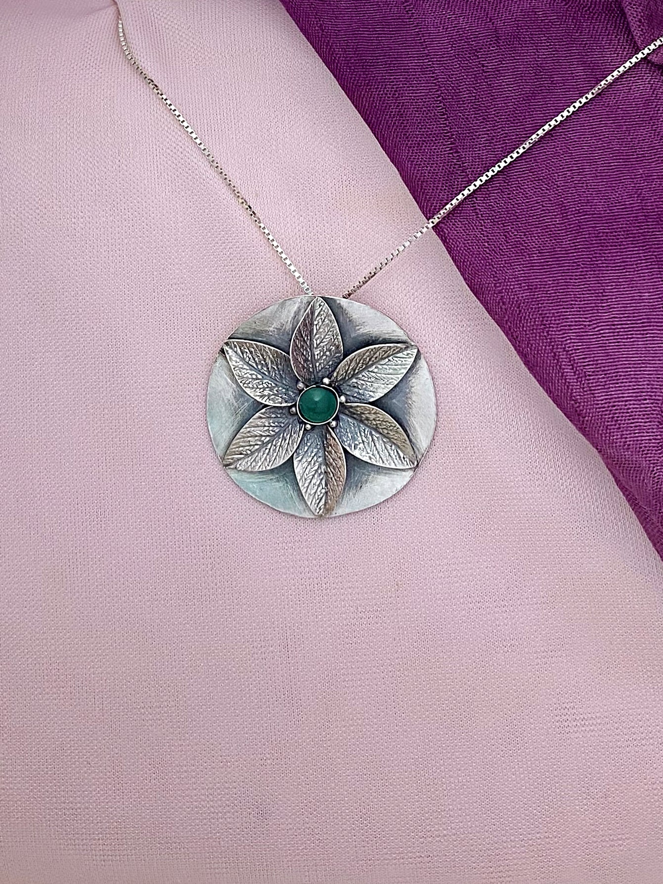 B347- Flower Pendant  with Multiple Stones Options