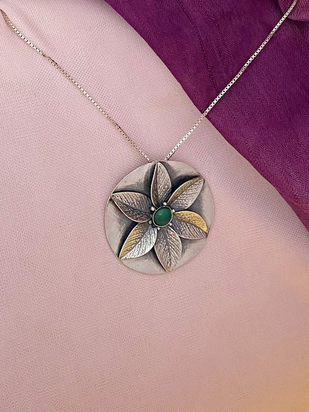 B347- Flower Pendant  with Multiple Stones Options