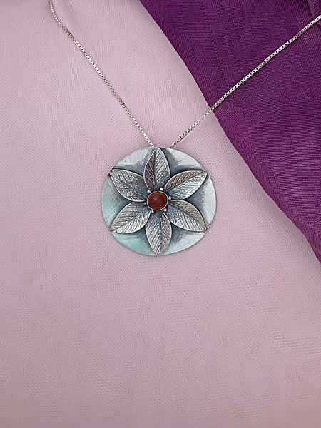 B347- Flower Pendant  with Multiple Stones Options