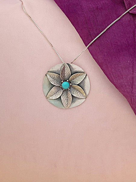 B347- Flower Pendant  with Multiple Stones Options