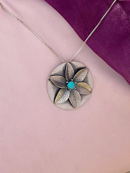 B347- Flower Pendant  with Multiple Stones Options