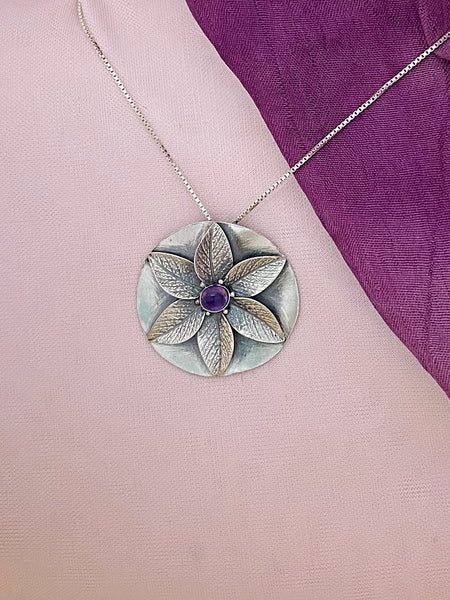 B347- Flower Pendant  with Multiple Stones Options