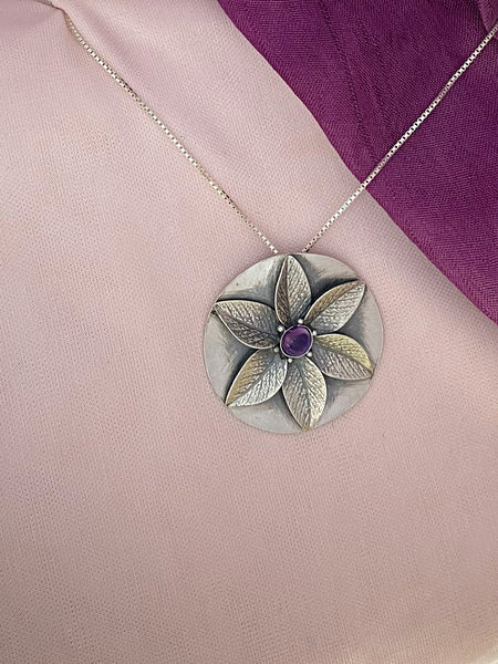 B347- Flower Pendant  with Multiple Stones Options