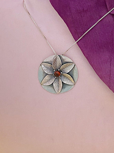 B347- Flower Pendant  with Multiple Stones Options