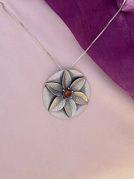 B347- Flower Pendant  with Multiple Stones Options