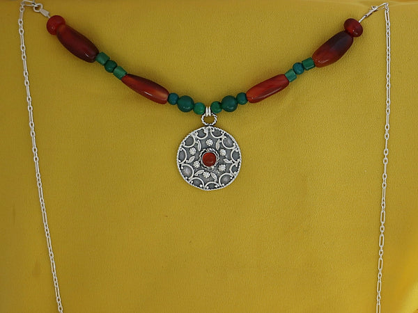 B272-Silver Necklace with Flowers