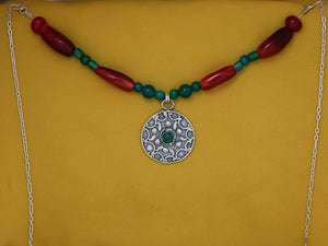 B272-Silver Necklace with Flowers