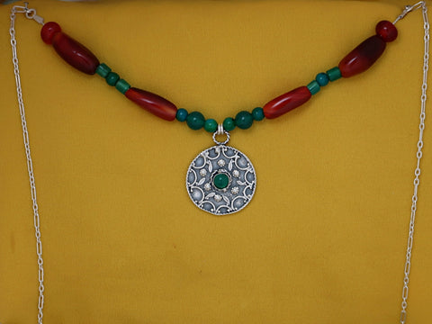 B272-Silver Necklace with Flowers