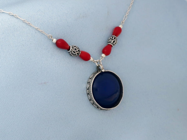 B273-Silver Necklace with Agate Stone