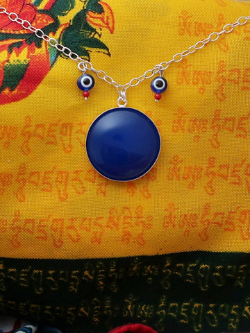 B276- Agate Necklace with Evil Eye