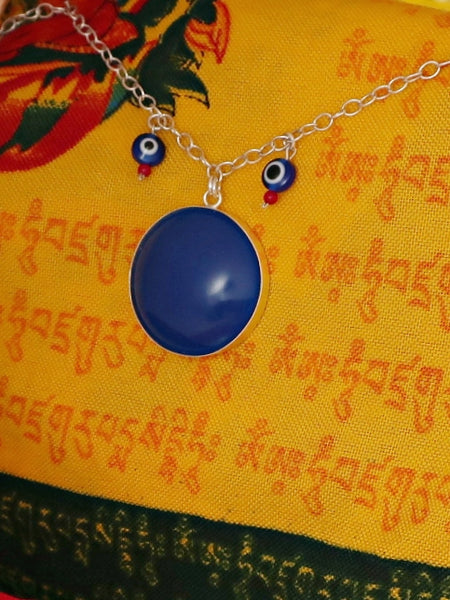 B276- Agate Necklace with Evil Eye