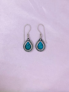 E122- Silver Drop Earrings with Turquoise