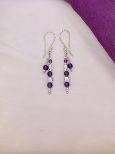 E72- Silver Earrings with Amethyst Beads