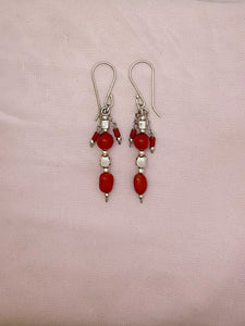 E128- Silver Earrings with Carnelian