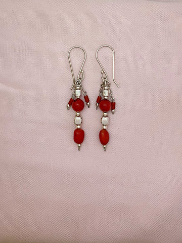 E128- Silver Earrings with Carnelian