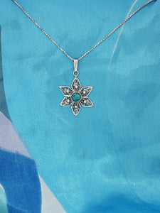 B40- Flower Pendant with Multiple Stones - Zehava Jewelry