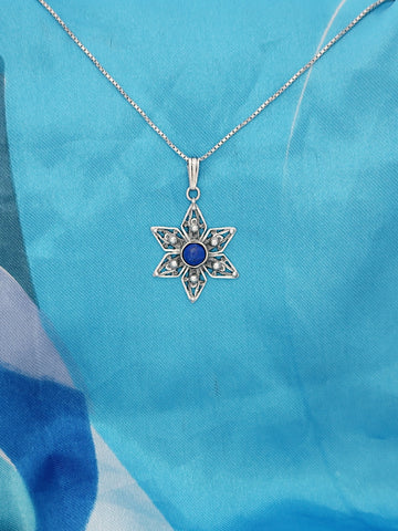 B40- Flower Pendant with Multiple Stones - Zehava Jewelry