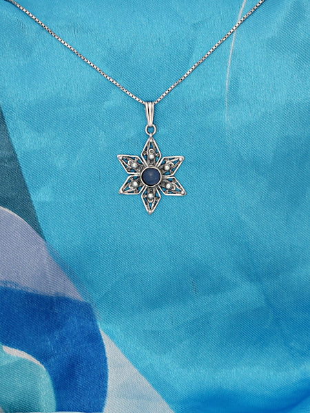 B40- Flower Pendant with Multiple Stones - Zehava Jewelry