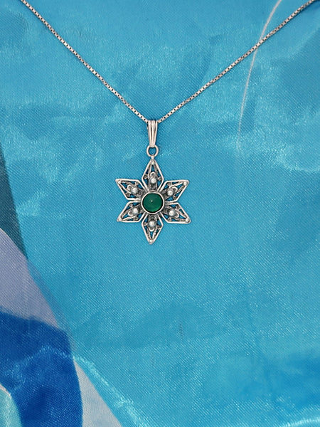 B40- Flower Pendant with Multiple Stones - Zehava Jewelry