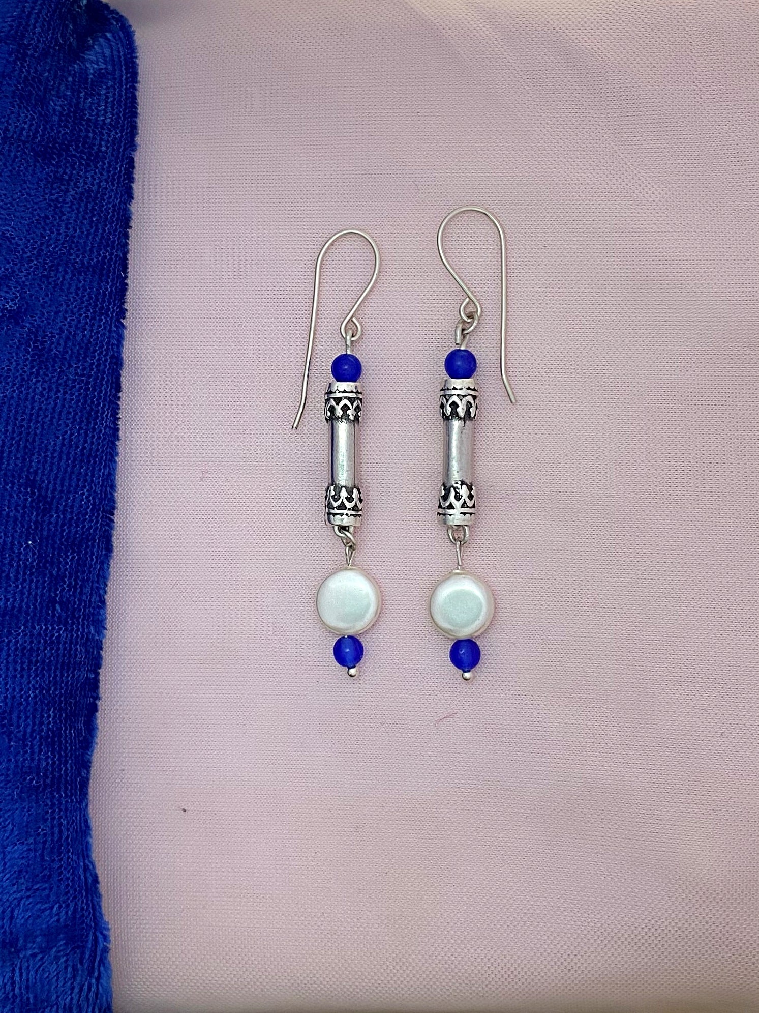 E127- Silver Earrings with beads