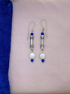 E127- Silver Earrings with beads