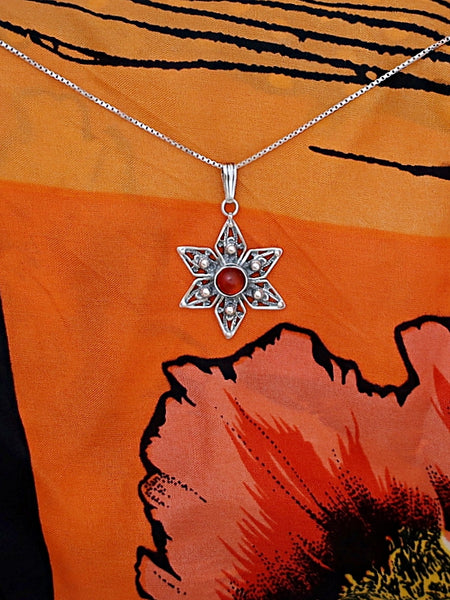 B40- Flower Pendant with Multiple Stones - Zehava Jewelry