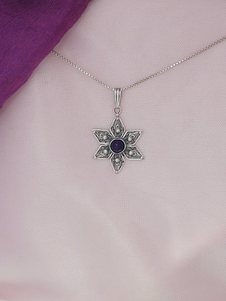 B40- Flower Pendant with Multiple Stones - Zehava Jewelry