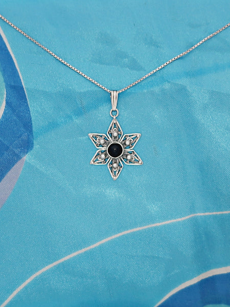 B40- Flower Pendant with Multiple Stones - Zehava Jewelry