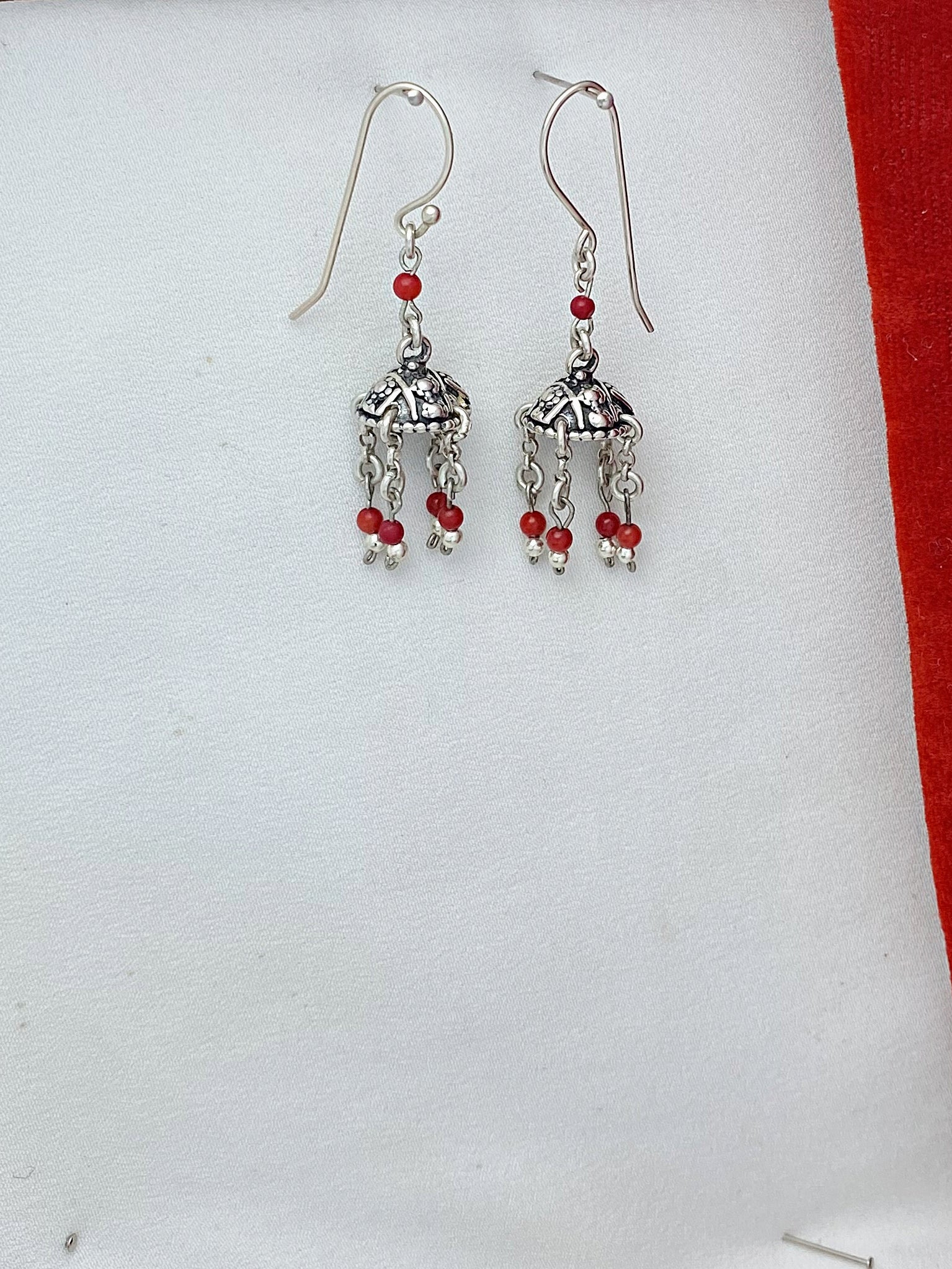 E50-Silver Earrings with Carnlian