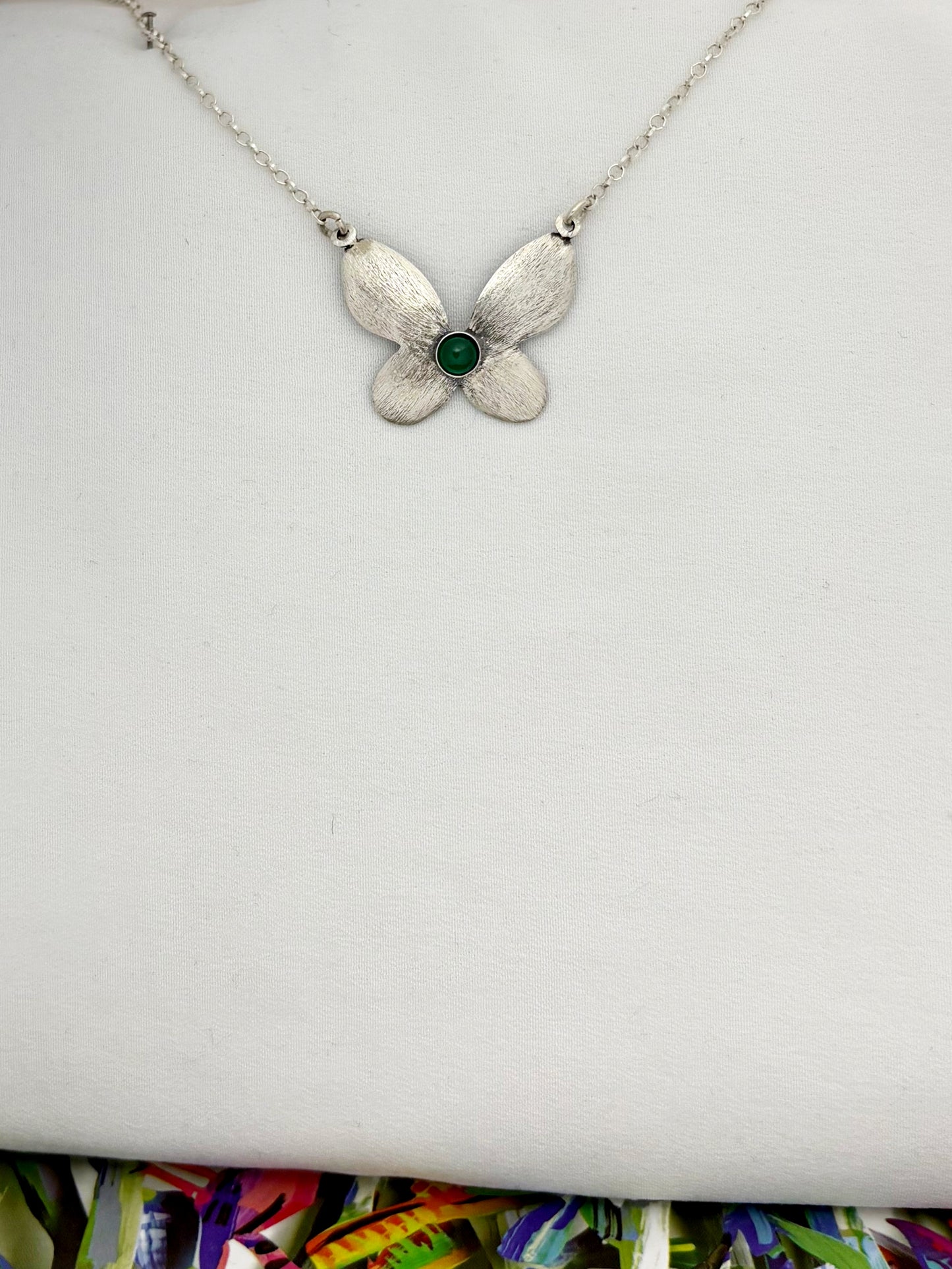 B252- Butterlfly Necklace with Multiple Stones - Zehava Jewelry
