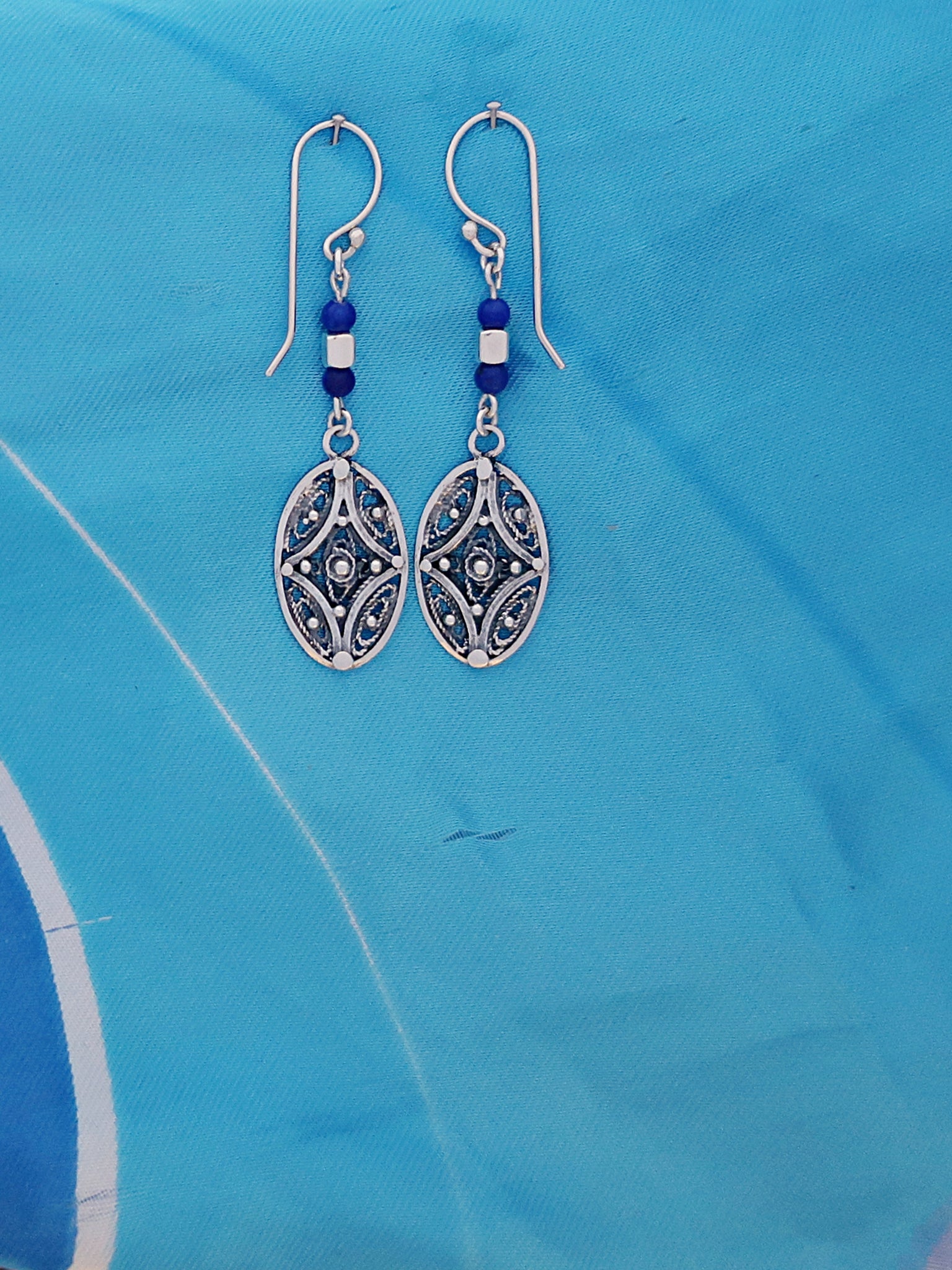 E66 - Filigree Earrings with Lapis