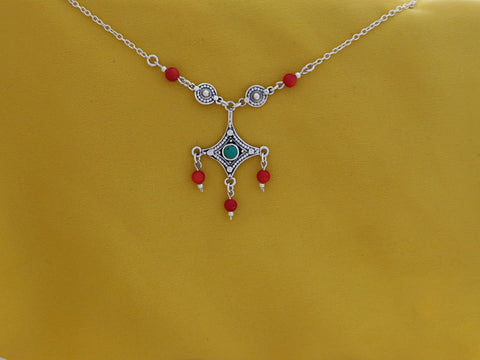 B283- Silver Necklace with Turquoise Stone