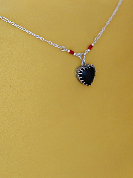 B284- Onyx Heart Necklace