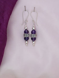 E22- SIlver Earrings with Amethyst