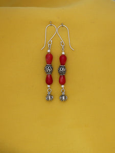 E23- Silver Earrings Carnelian