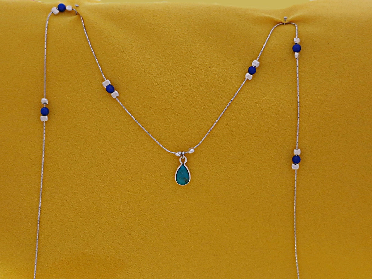 B296- Drop necklace with Turquoise & Lapis