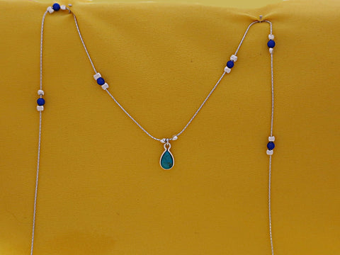 B296- Drop necklace with Turquoise & Lapis