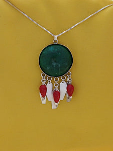 B297- Round Silver Necklace with Turquoise Stone