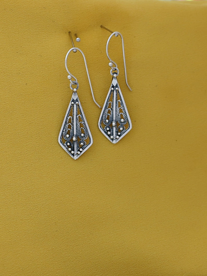 E57- Silver Filigree Earrings - Zehava Jewelry