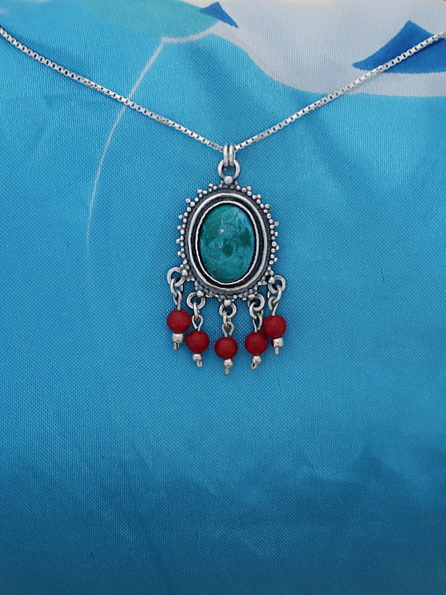 B306- Oval Necklace with Turquoise Stone