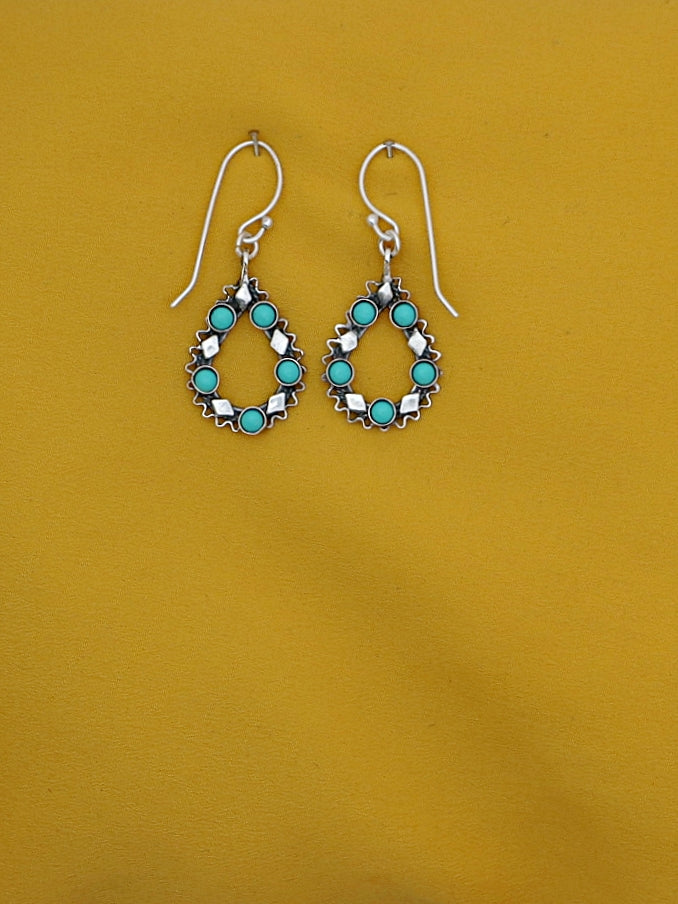 E113- Silver Earrings with Turquoise Stones