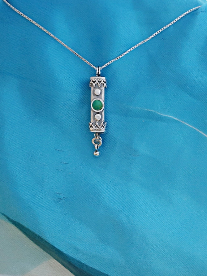 A10- Medium Mezuzah with Multiple Stones - Zehava Jewelry
