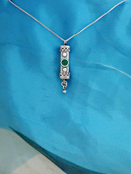 A10- Medium Mezuzah with Multiple Stones - Zehava Jewelry