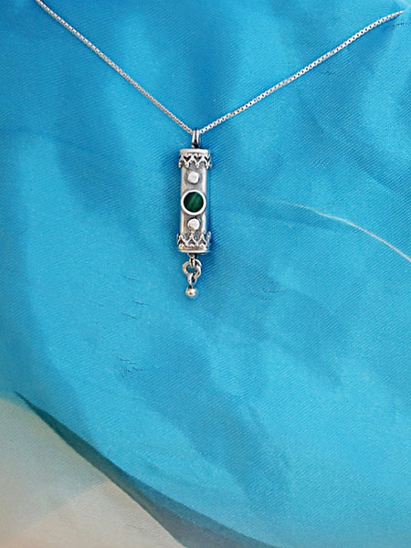 A10- Medium Mezuzah with Multiple Stones - Zehava Jewelry