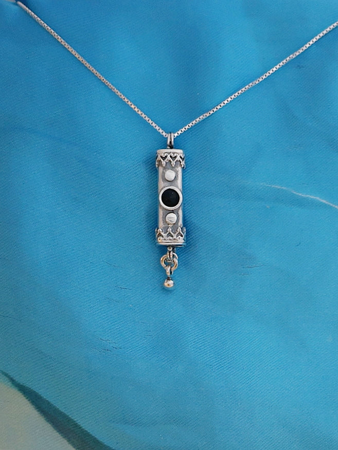 A10- Medium Mezuzah with Multiple Stones - Zehava Jewelry