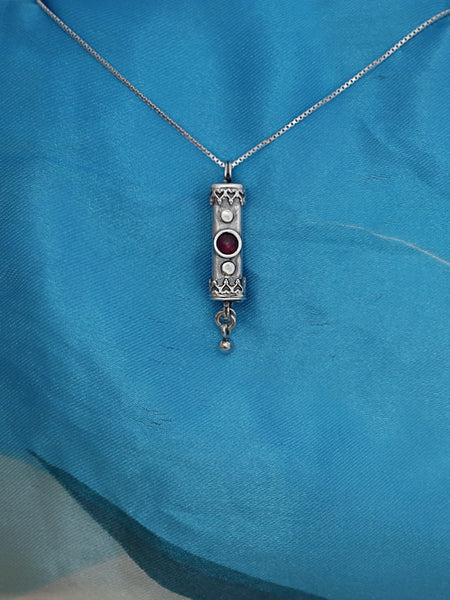 A10- Medium Mezuzah with Multiple Stones - Zehava Jewelry