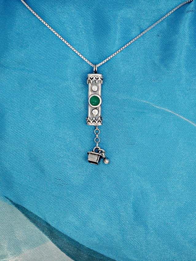 A10- Medium Mezuzah with Multiple Stones - Zehava Jewelry