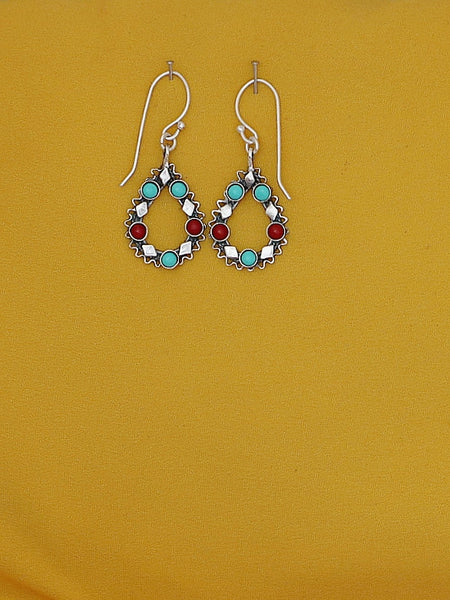 E113- Silver Earrings with Turquoise Stones